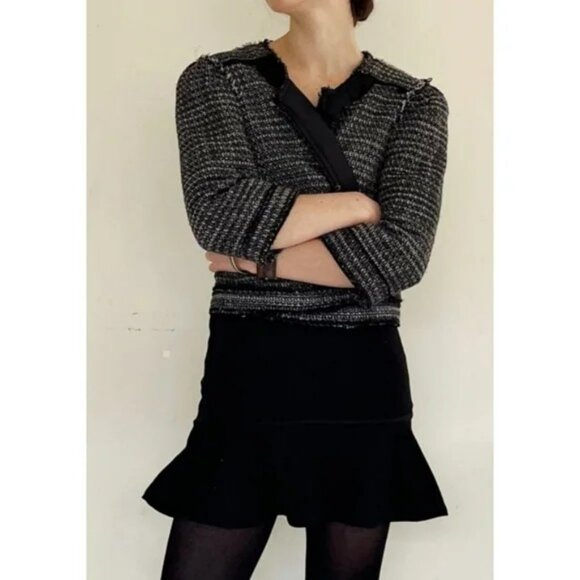 Apostrophe Cropped Tweed Ribbon Embellished Blazer Jacket 2 - Picture 2 of 13